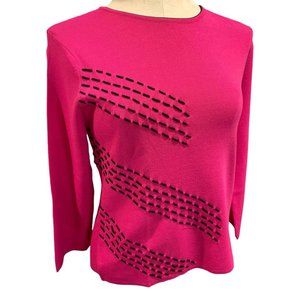 Large Carducci Women's Hot Pink Pullover Sweater Rayon Nylon‎ Knit